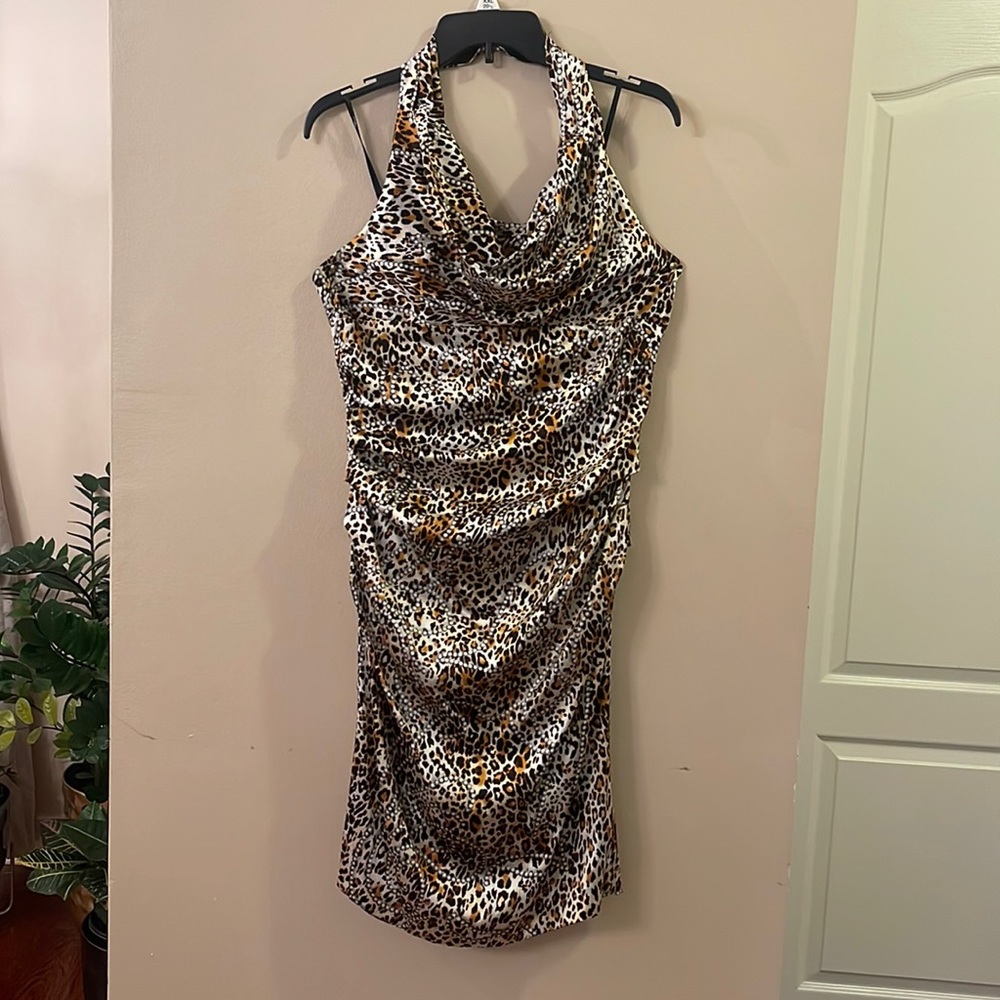 Suri Chin fro maggy boutique, beautiful animal prints silk cocktail dress.
